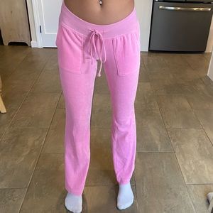 Pink velour sweatpants
